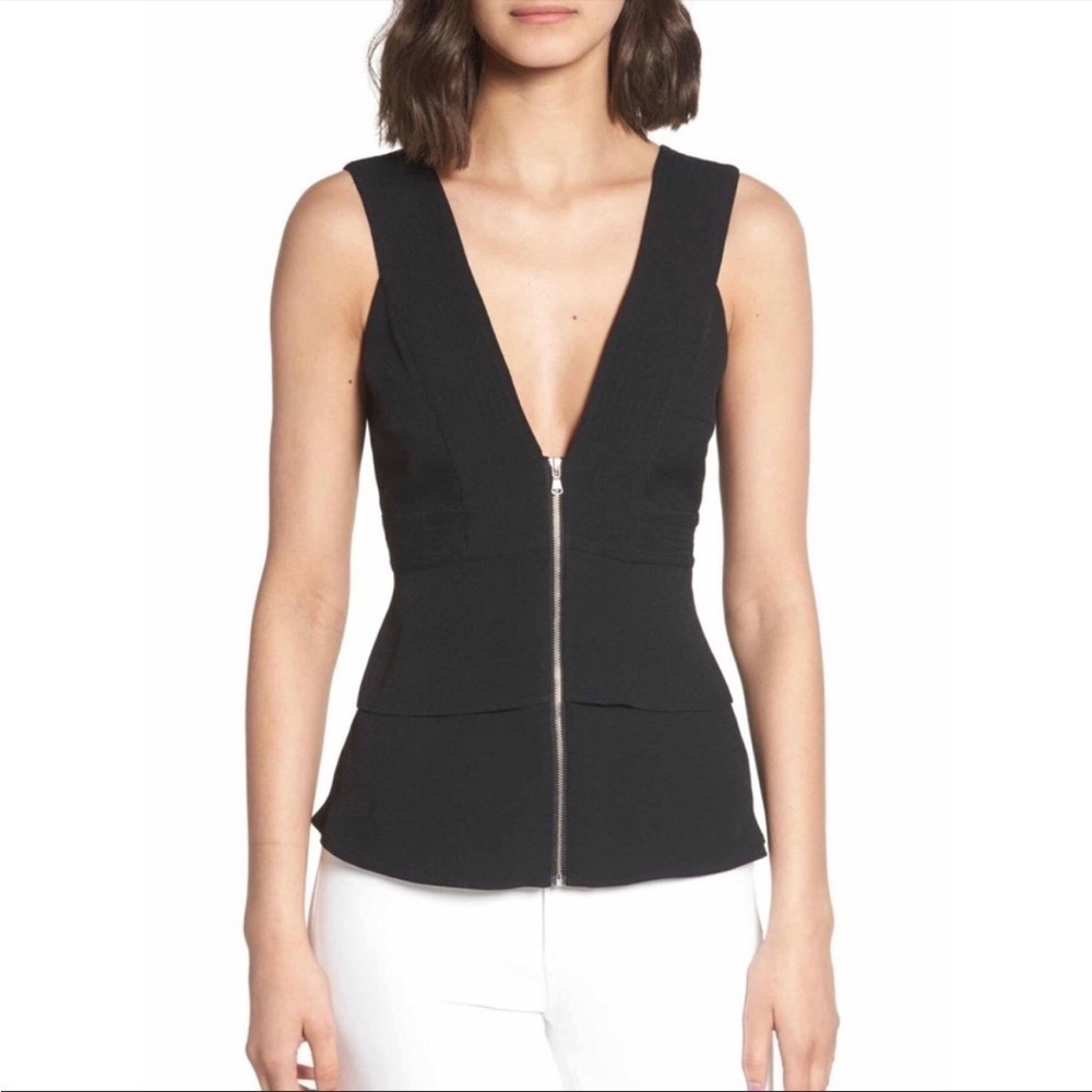 Trouvé Black Sleeveless Zip Front Top Size S